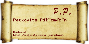 Petkovits Pázmán névjegykártya
